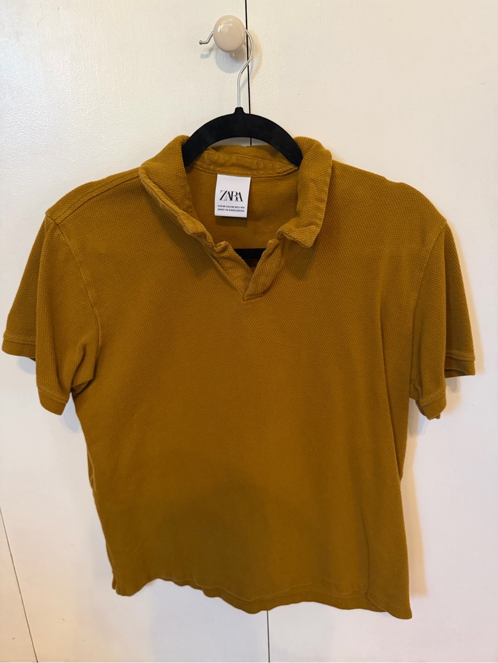 ZARA Men's Mustard Yellow Polo Shirt